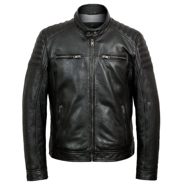 Men blue leather jacket by TF Role Fashion